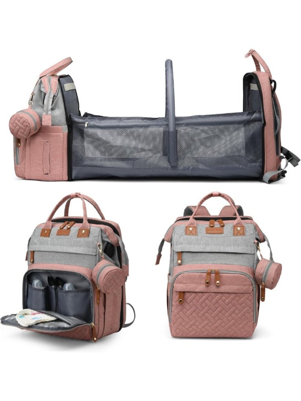 Stylish Waterproof Diaper Bag Backpack with Changing Station & USB Port